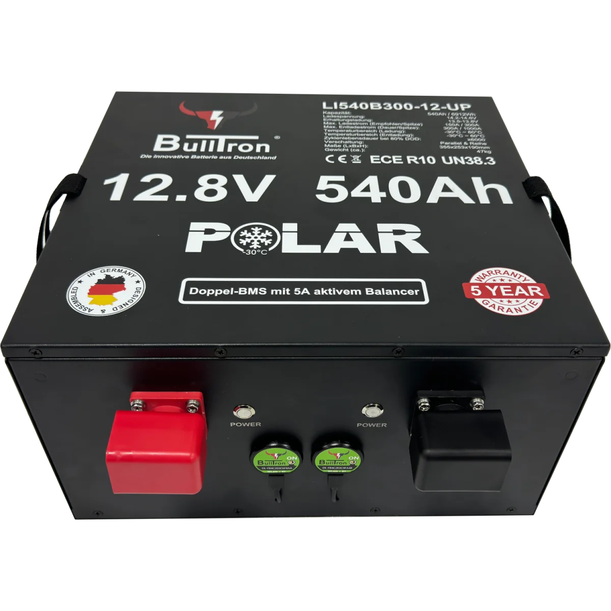 540Ah BullTron Polar LiFePO4 12.8V Akku mit Smart Doppel-BMS, Bluetooth App und Heizung