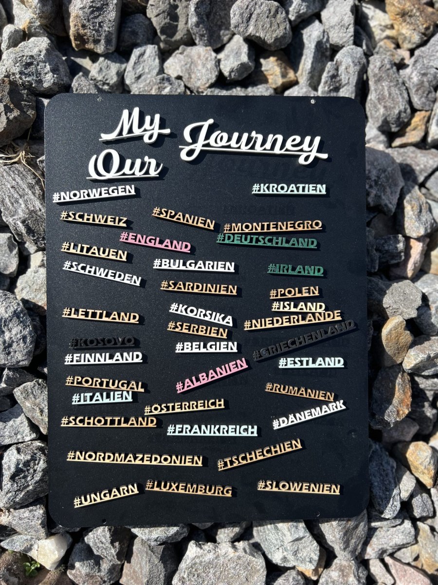 adVANtours JOURNEY #Länder Magnet & Sticker Vanlife Camping – Altrosa lackiert